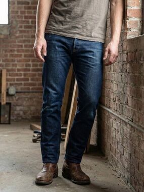 Buck Mason Slim Jeans Dark Mens Denim 29 x 33 Made in USA Indigo Rigid